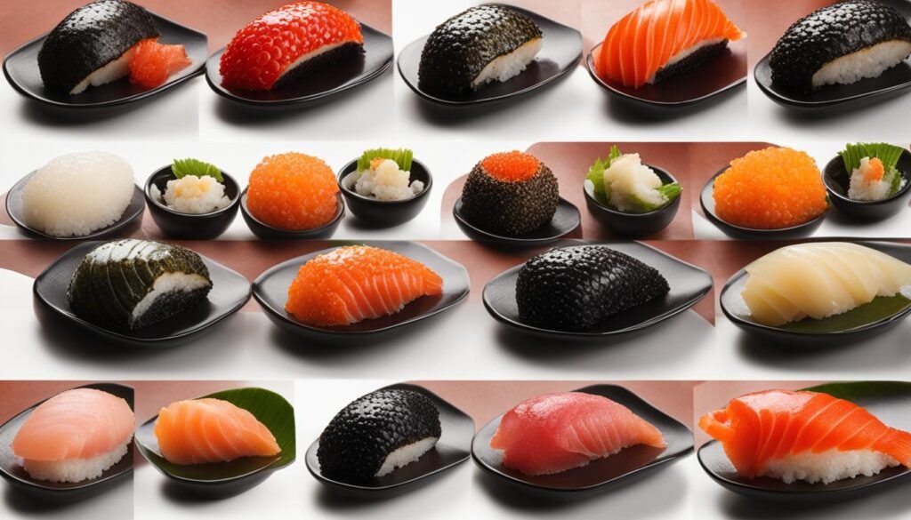 Types of fish roe used in sushi